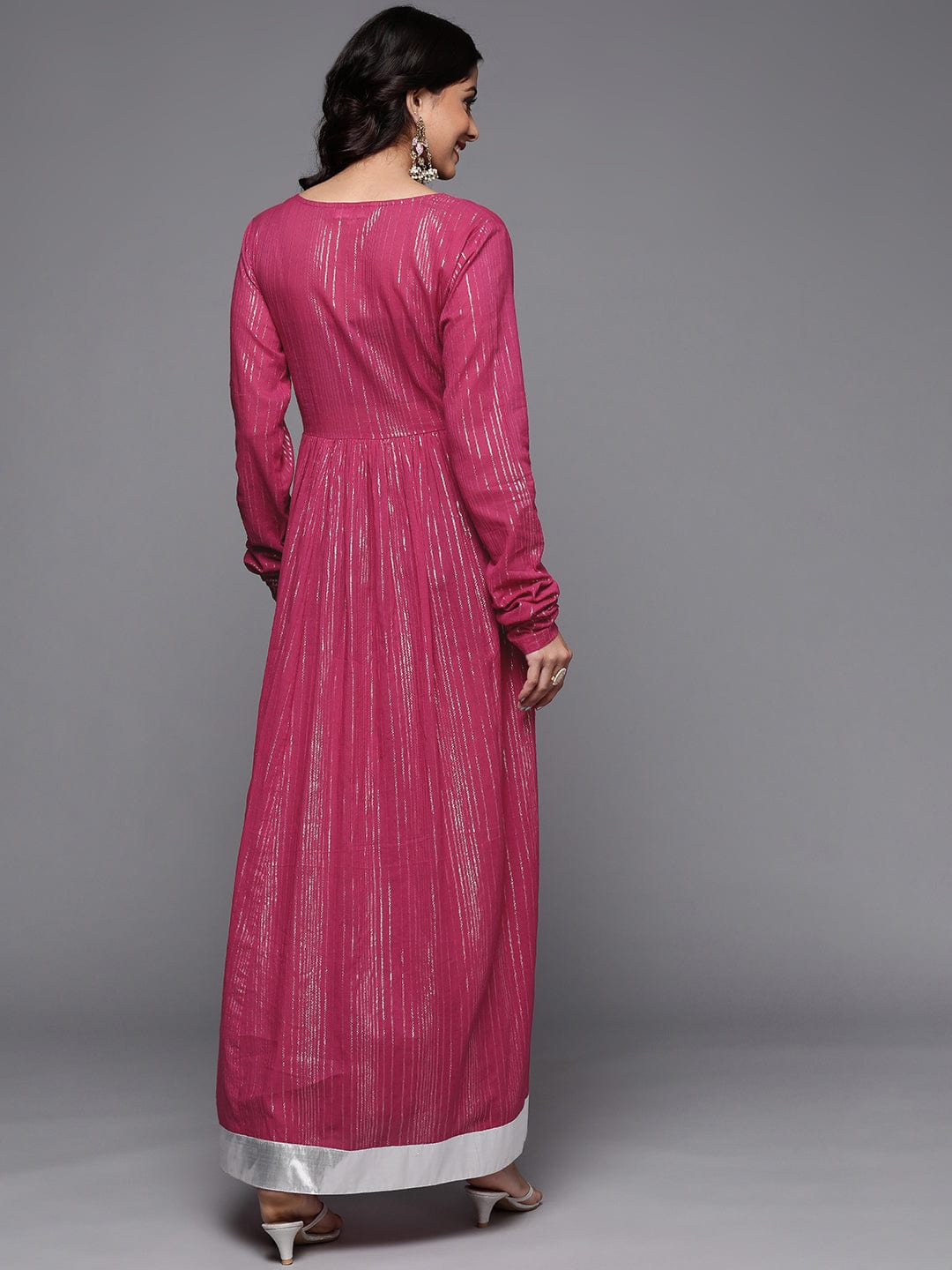 Varanga Women Fushia Emboridered Anarkali Kurta