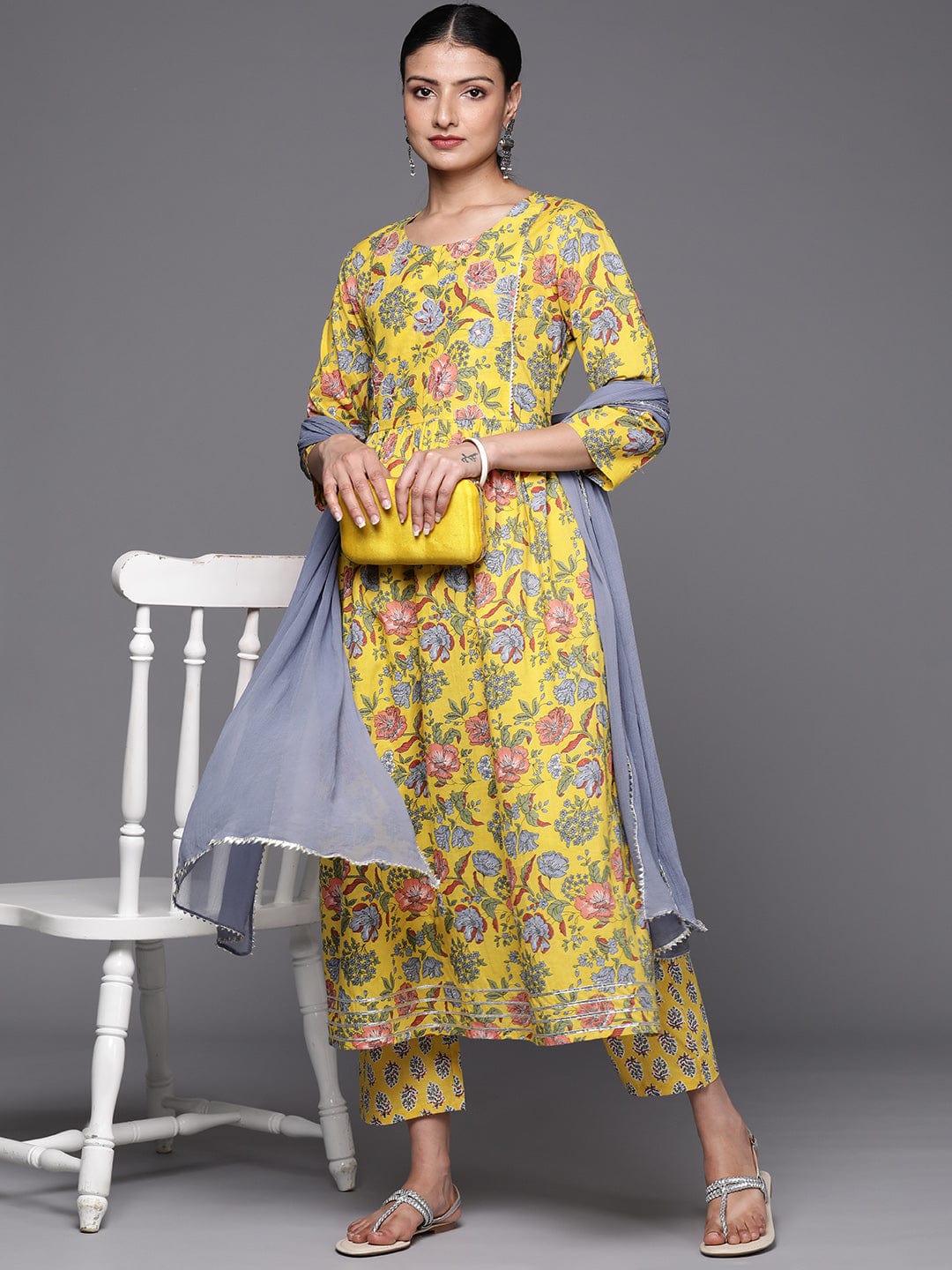 Varanga Women Empire Pure Cotton Kurta with Trousers & With Dupatta