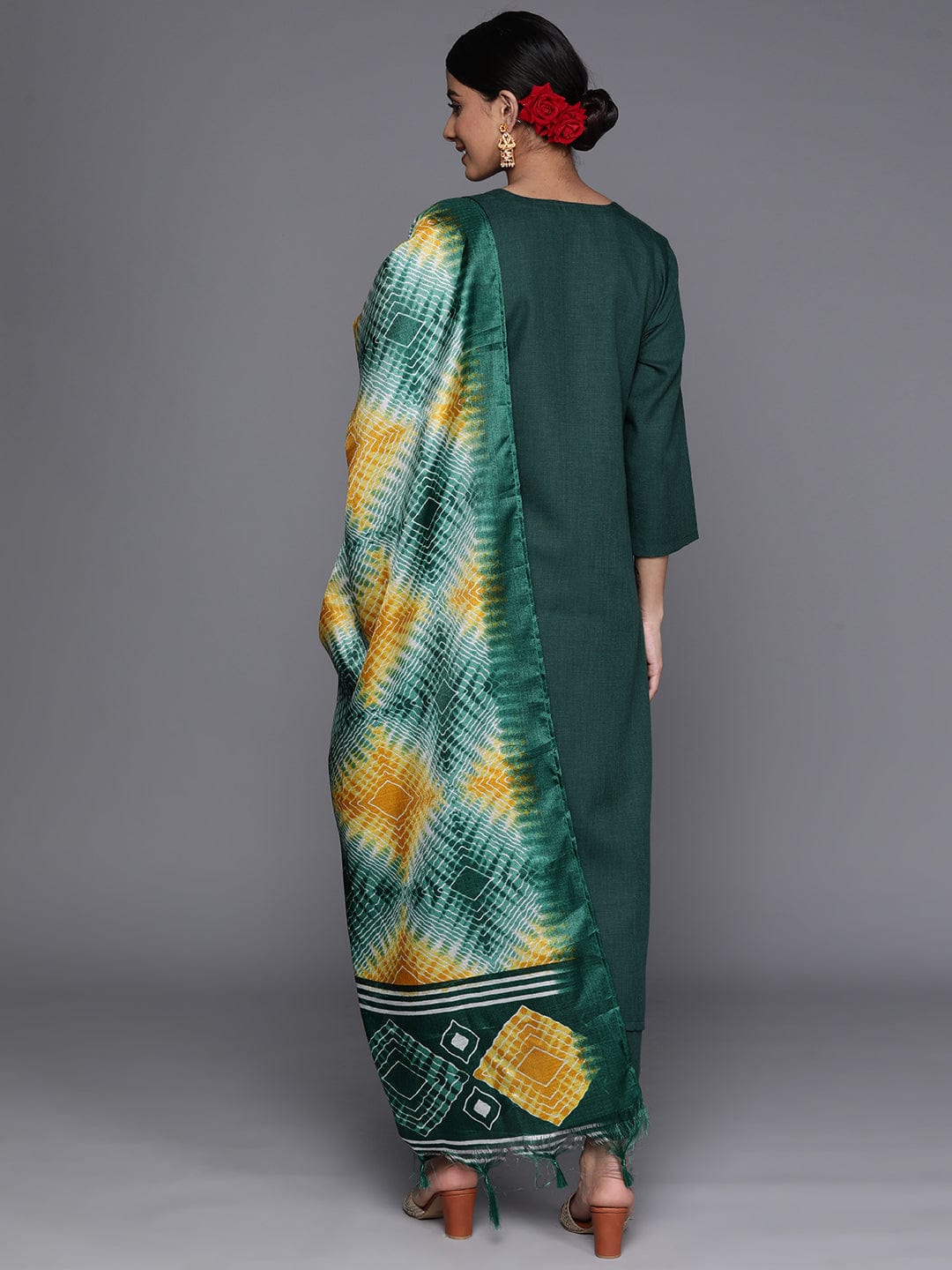 Varanga Floral Zari Embroidered Kurta With Trousers & Dupatta