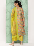Varanga Women Ethnic Motifs Printed Panelled Kurta with Trousers & With Dupatta