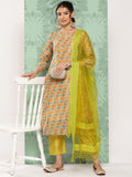 Varanga Women Ethnic Motifs Printed Panelled Kurta with Trousers & With Dupatta