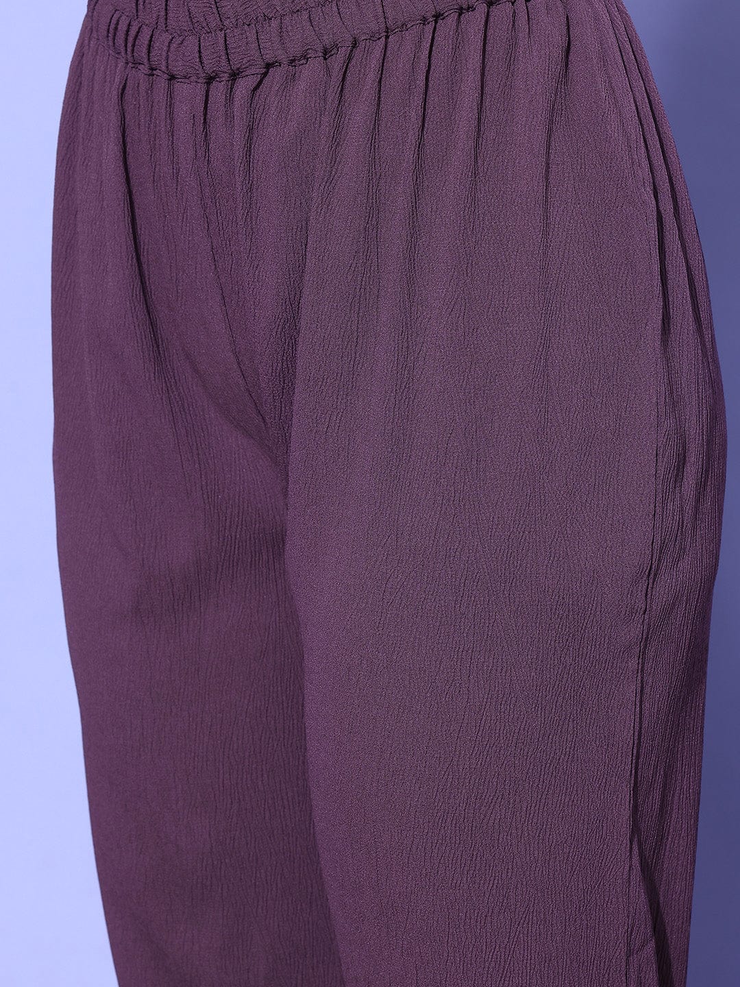 Mauve Shirt Collar Neck A-Line Kurta Paired With Tonal Bottom