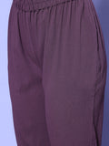 Mauve Shirt Collar Neck A-Line Kurta Paired With Tonal Bottom