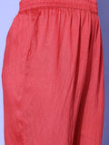 Red Ethnic Motif Printed Anarkali Kurta Paired With Tonal Solid Bottom And Dupatta