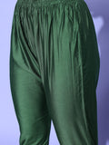 Green Floral Printed Kurta Paired With Tonal Bottom And Thread Embroidered Dupatta