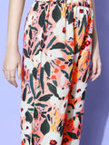 Pink Floral Printed Shirt Collar Straight Kurta Paired With Tonal Bottom