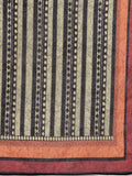 Varanga Grey And Black Stripe Printed Straight Kurta Paired With Solid Black Bottom And Printed Dupatta