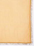 Yellow Floral Printed Anarkali Kurta Paired With Solid Dupatta