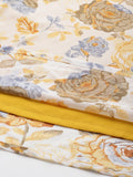 Yellow Floral Printed Anarkali Kurta Paired With Solid Dupatta