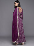 Violet Bandhani Printed Anarkali Kurta Paired With Dupatta