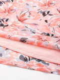 Peach Floral Printed Anarkali Kurta Paired With Tonal Chiffon Solid Dupatta With Four Side Traingular Gota Lace