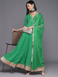 Green Bandhani Printed Anarkali Kurta Paired With Dupatta