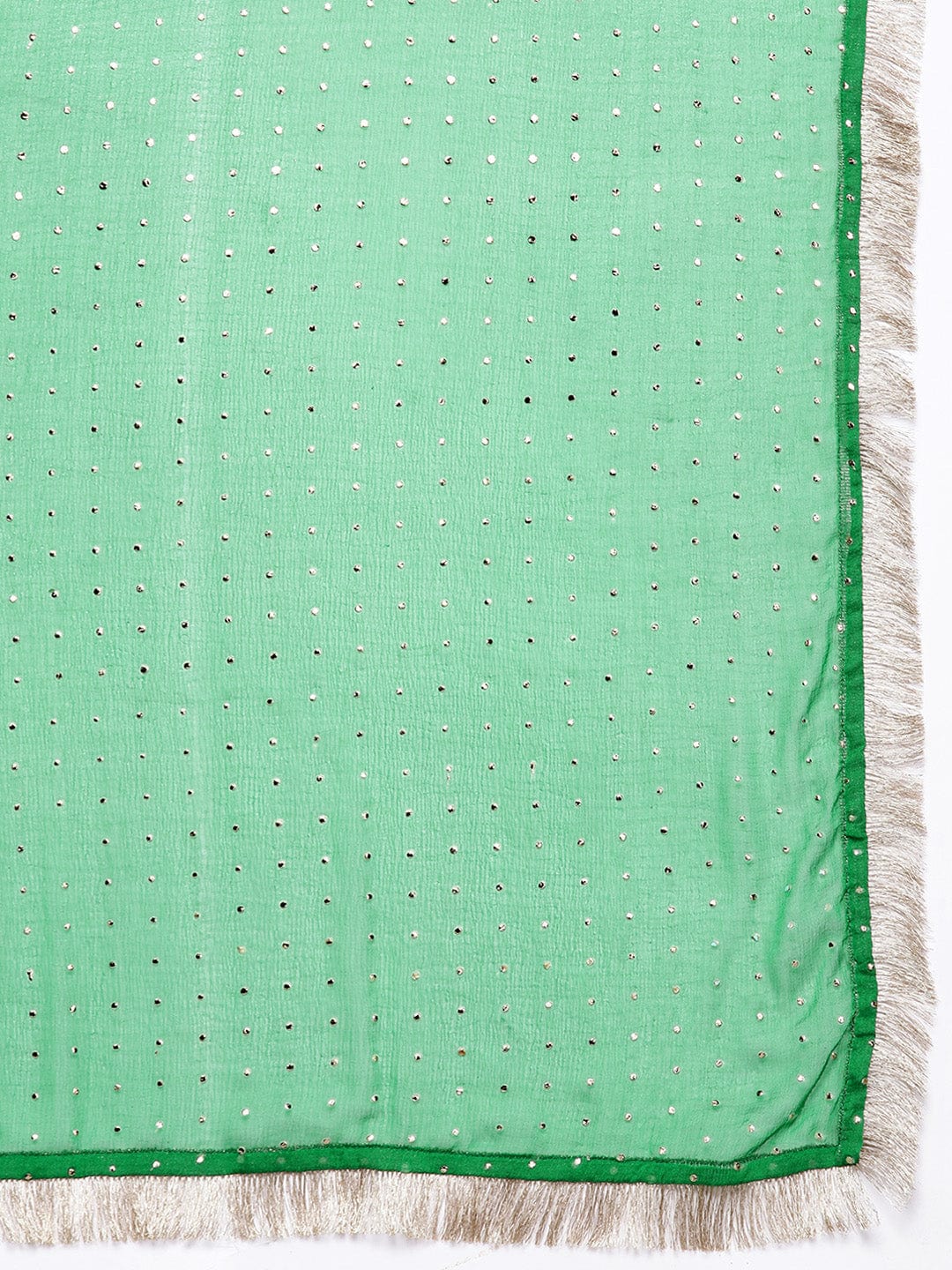 Green Bandhani Printed Anarkali Kurta Paired With Dupatta