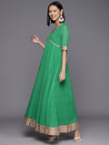 Green Bandhani Printed Anarkali Kurta Paired With Dupatta