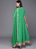 Green Bandhani Printed Anarkali Kurta Paired With Dupatta
