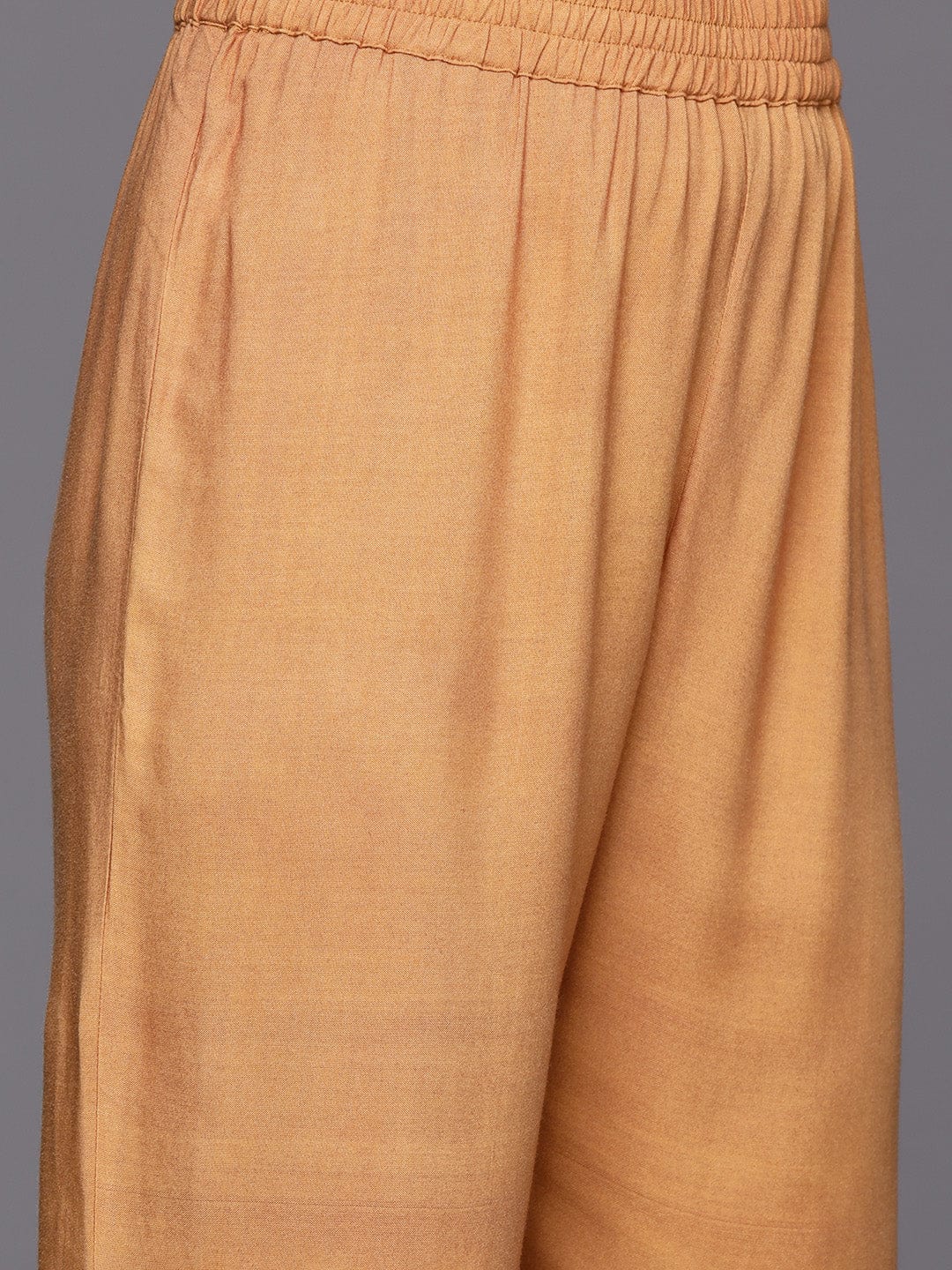 Rust Bandhani Printed Embellished With Gota A-Line Kurta Paired With Tonal Solid Bottom And Tonal Chiffon Dupatta