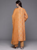 Rust Bandhani Printed Embellished With Gota A-Line Kurta Paired With Tonal Solid Bottom And Tonal Chiffon Dupatta