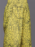 Blue And Green Abstract Printed Shirt Collar, Straight Kurta With Side And Front Slits Paired With Printed Bottom