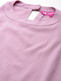 Pink Halter Neck Straight Kurta Paired With Tonal Bottom And Printed Dupatta