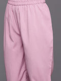 Pink Halter Neck Straight Kurta Paired With Tonal Bottom And Printed Dupatta