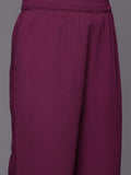 Off White Ikat Printed Shirt Collar Straight Kurta Paired With Violet Solid Bottom.
