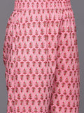 Pink Floral Printed A-Line Kurta With Side Slits Paired With Tonal Bottom And Dupatta