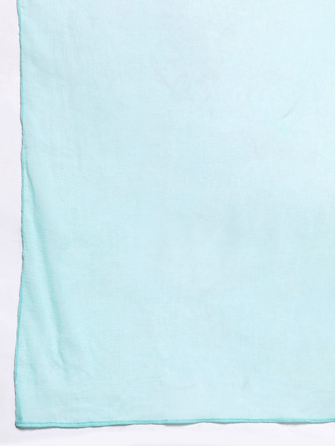 Blue Floral Printed A-Line Kurta With Three Quarter Sleeves Paired With Printed Bottom And Solid Chiffon Dupatta