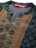 Varanga Grey Floral Printed Straight Kurta Paired With Solid Bottom And Printed Dupatta Vskd31918