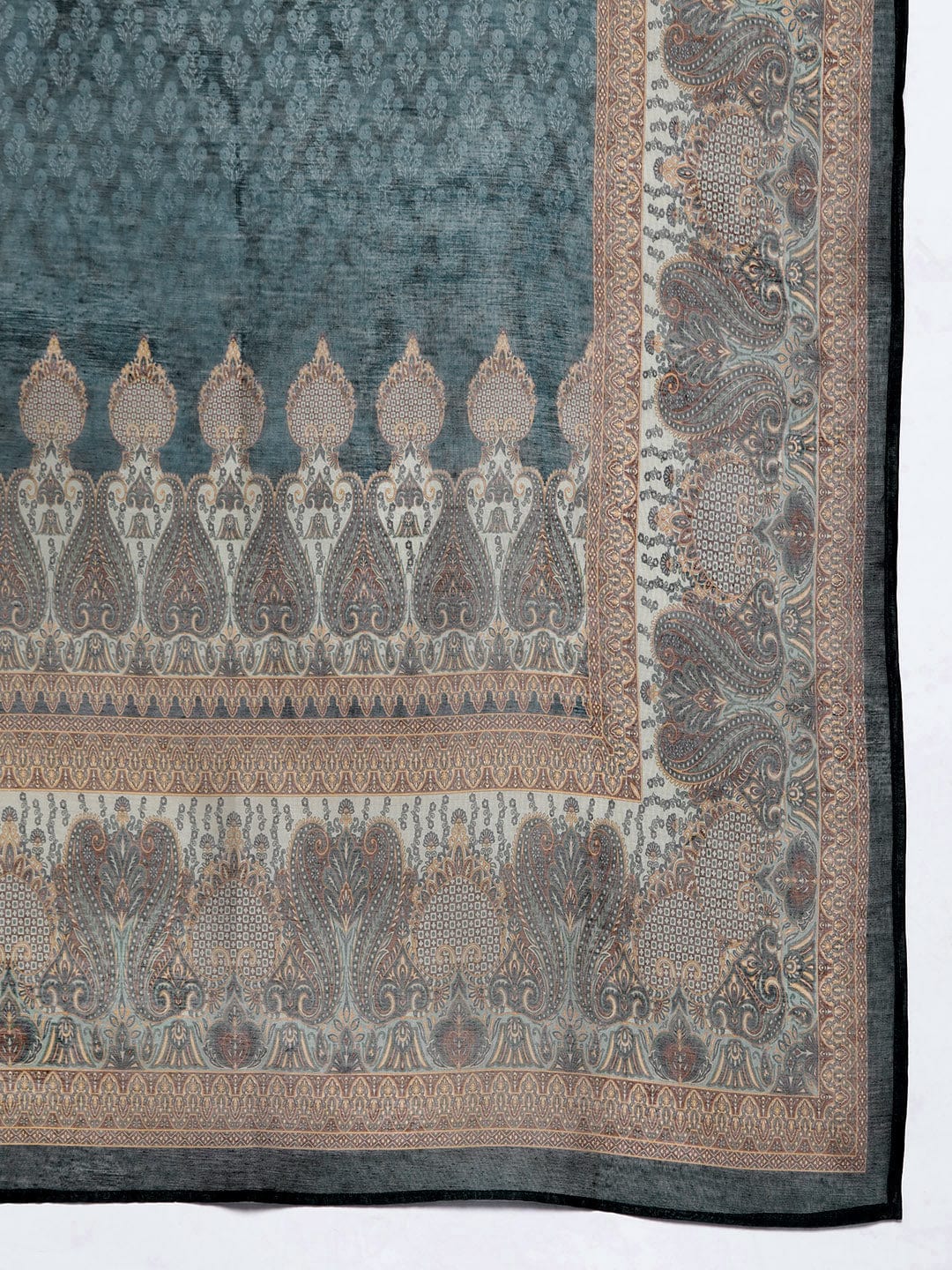 Varanga Grey Floral Printed Straight Kurta Paired With Solid Bottom And Printed Dupatta Vskd31918