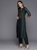 Varanga Grey Floral Printed Straight Kurta Paired With Solid Bottom And Printed Dupatta Vskd31918