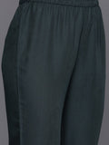 Grey Yoke Embroidered Straight Kurta Paired With Tonal Solid Bottom And Dupatta