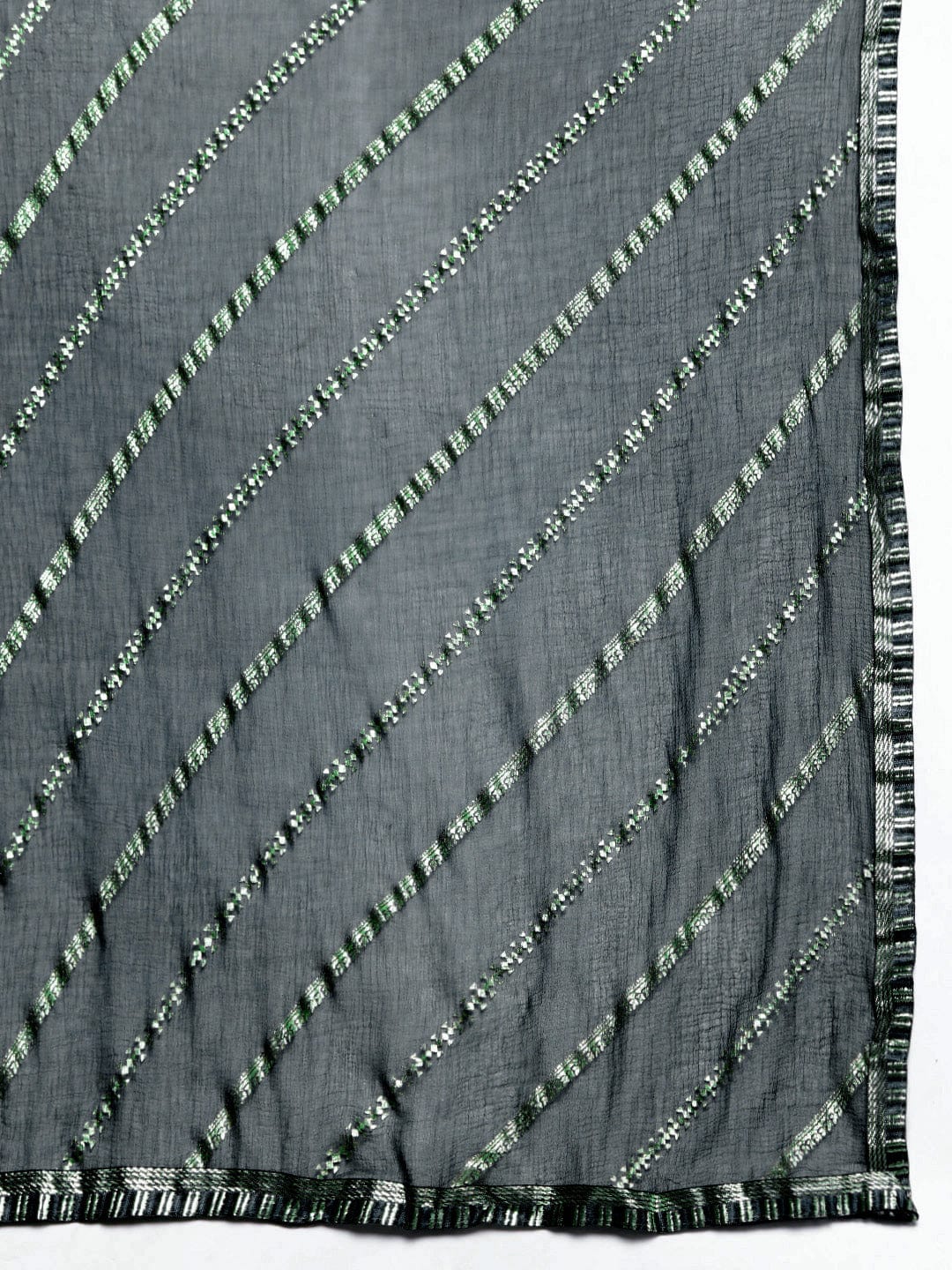 Grey Yoke Embroidered Straight Kurta Paired With Tonal Solid Bottom And Dupatta