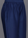 Blue Embroidered Straight Kurta Paired With Tonal Bottom And Dupatta