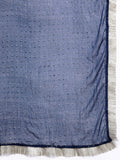 Blue Embroidered Straight Kurta Paired With Tonal Bottom And Dupatta
