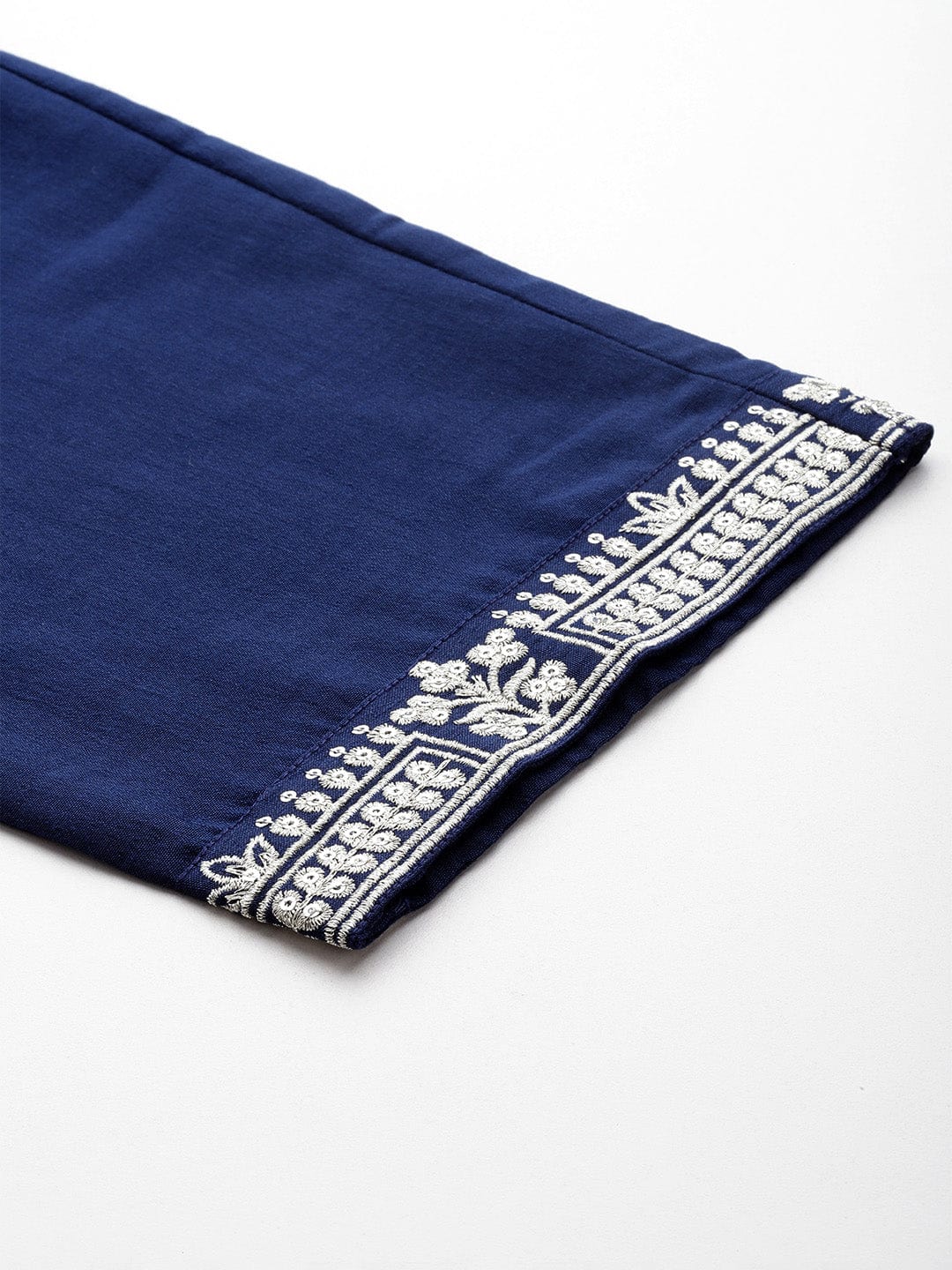 Blue Embroidered Straight Kurta Paired With Tonal Bottom And Dupatta