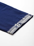 Blue Embroidered Straight Kurta Paired With Tonal Bottom And Dupatta