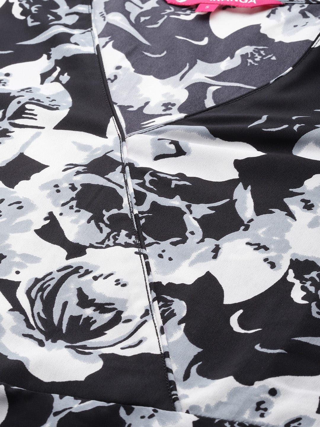 Black Floral Printed Angrakha Style Anarkali Kurta