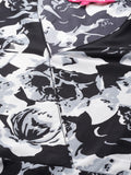 Black Floral Printed Angrakha Style Anarkali Kurta