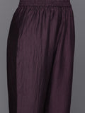 Burgundy Round Neck Embroidered Yoke Straight Kurta