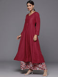 Maroon Anarkali Kurta Paired With Contrast Bottom And Dupatta