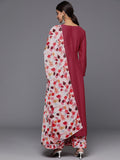 Maroon Anarkali Kurta Paired With Contrast Bottom And Dupatta