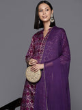 Varanga Purple Bandhani Printed Anarkali Kurta With Bottom And Dupatta