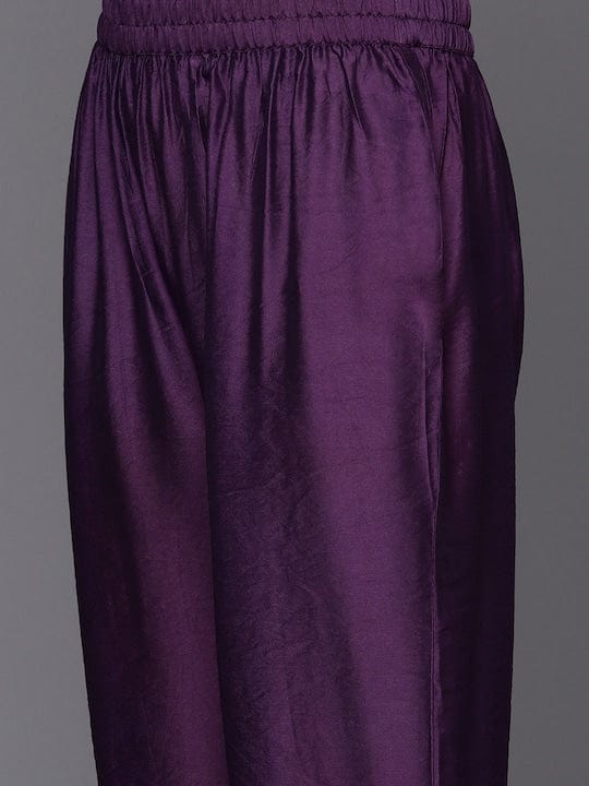 Varanga Purple Bandhani Printed Anarkali Kurta With Bottom And Dupatta