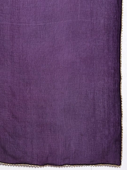 Varanga Purple Bandhani Printed Anarkali Kurta With Bottom And Dupatta