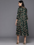 Varanga Women Green A-Line Dress With Round Neck