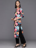 Varanga Women Black Abstract Printed Straight Kurta