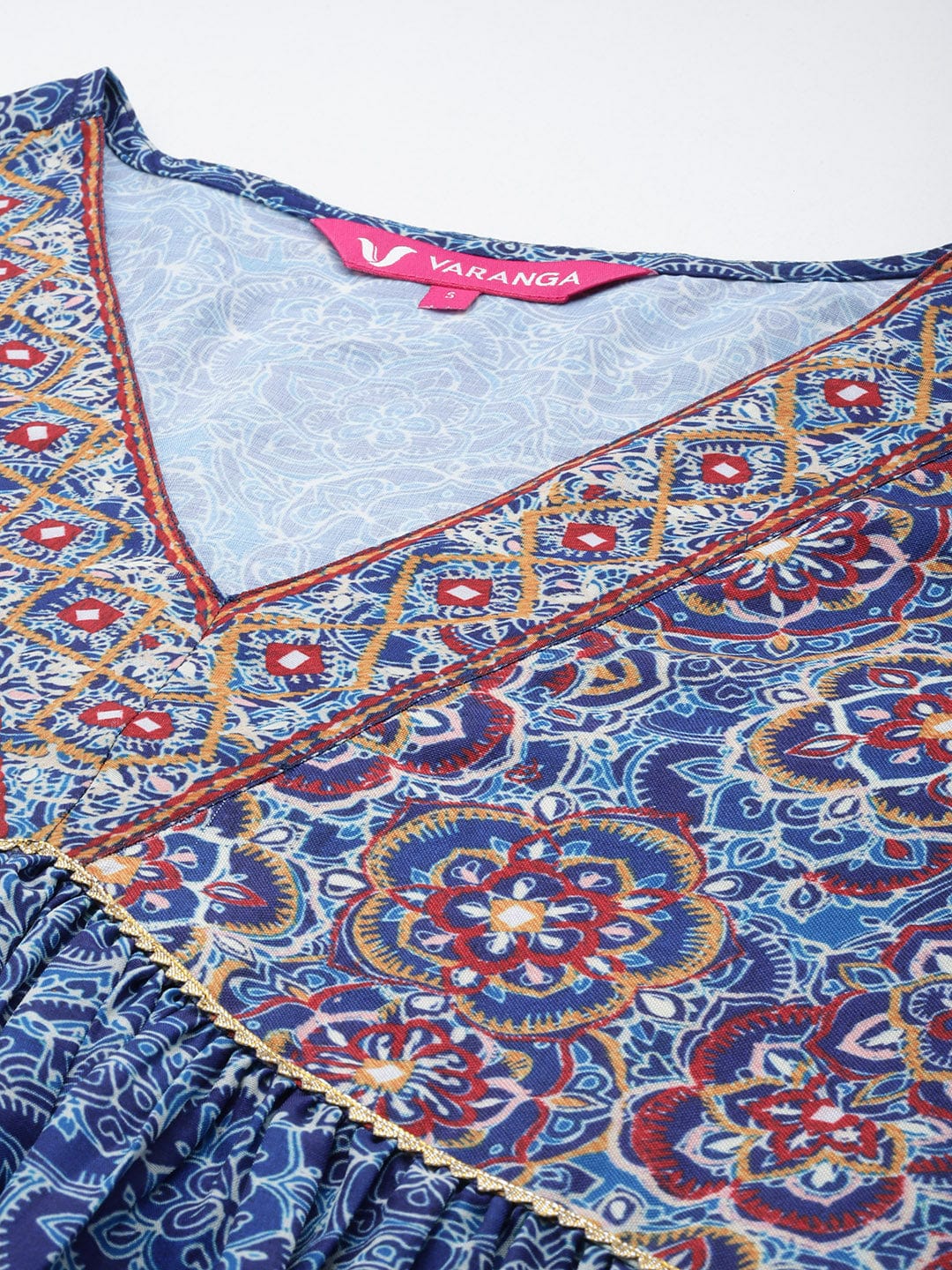Varanga Women Blue Floral Printed Anarkali Kurta