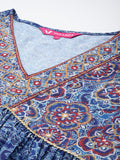 Varanga Women Blue Floral Printed Anarkali Kurta