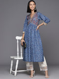 Varanga Women Blue Floral Printed Anarkali Kurta
