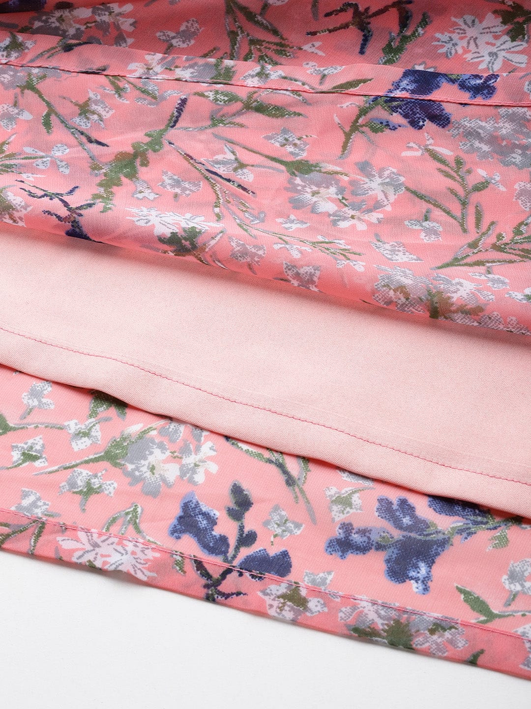 Varanga Women Pink Floral Printed V-Neck Anarkali Kurta Paired With Dupatta